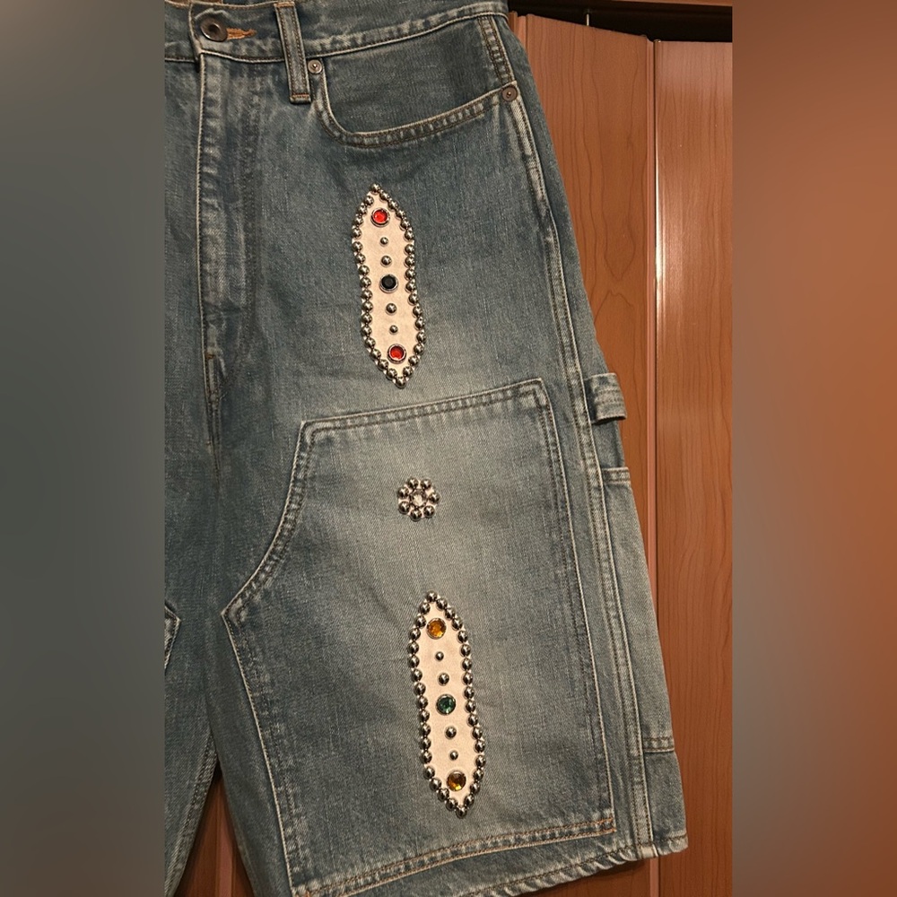 Kapital 14 oz denim shorts WITH studs remake size 34 NWT - Picture 6 of 15
